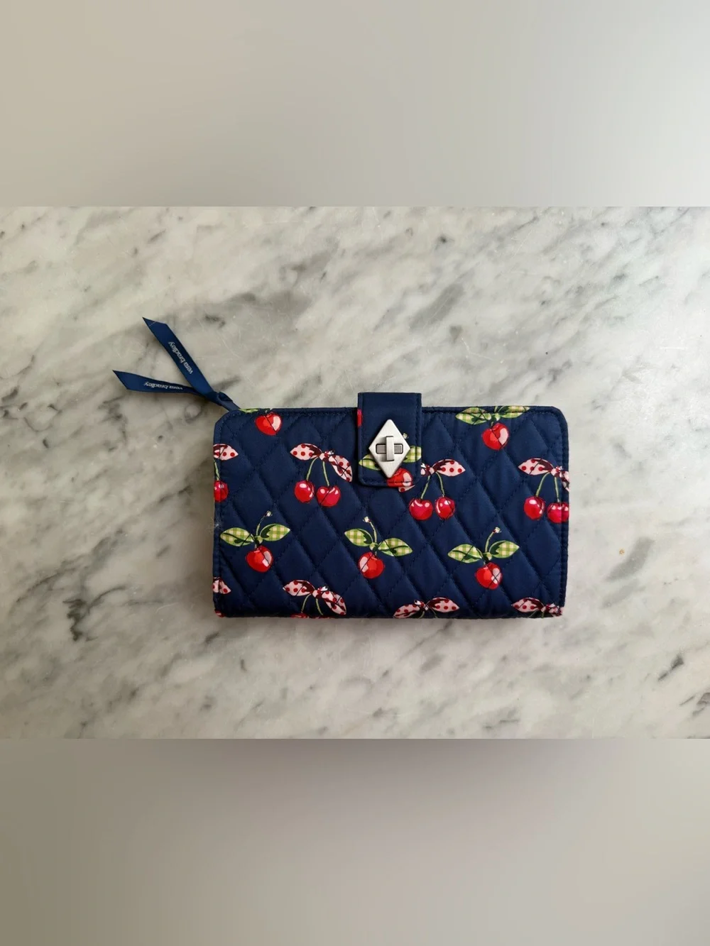Vera Bradley Turnlock Wallet - Cherry Picking In Premium Cotton NWT